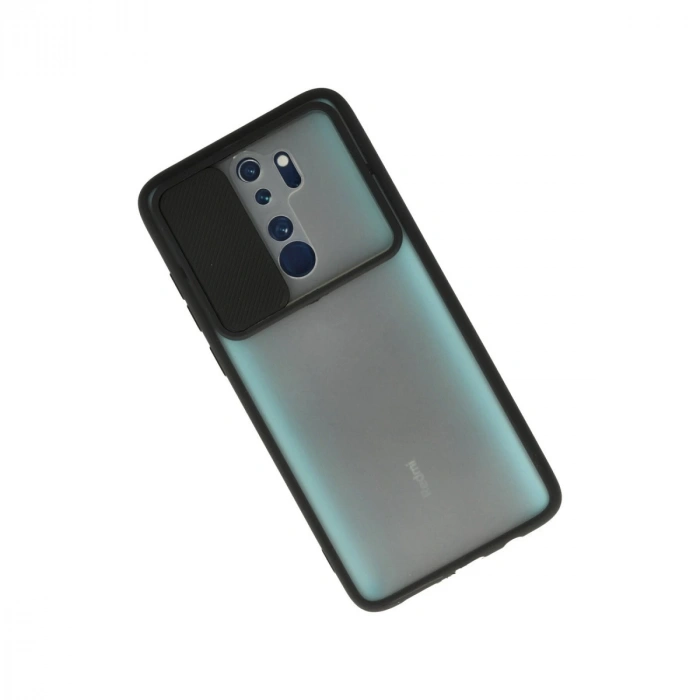 Xiaomi Redmi Note 8 Pro Kılıf Palm Buzlu Kamera Sürgülü Silikon - Siyah
