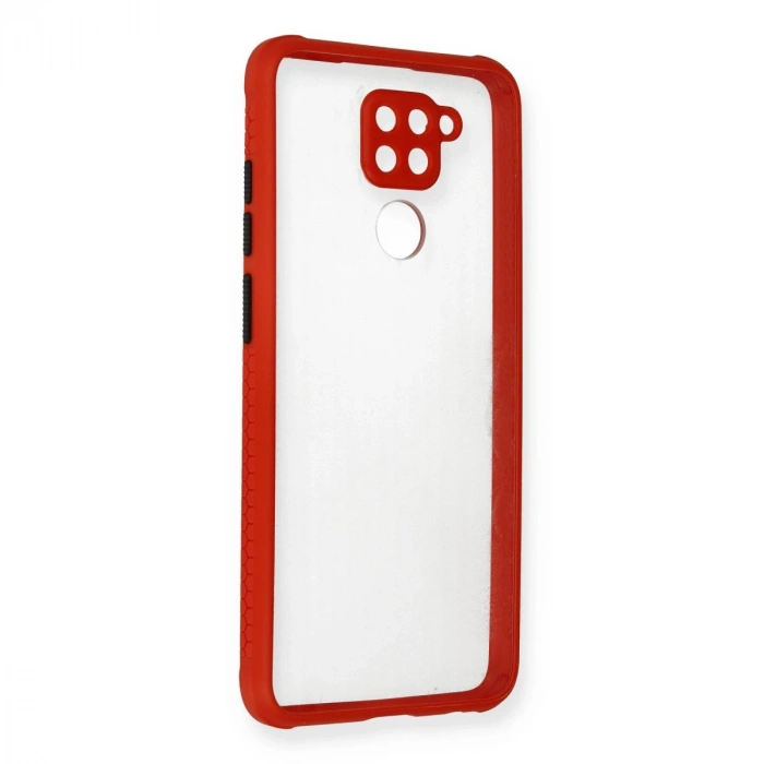 Xiaomi Redmi Note 9 Kılıf Miami Şeffaf Silikon - Kırmızı