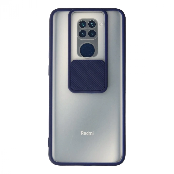 Xiaomi Redmi Note 9 Kılıf Palm Buzlu Kamera Sürgülü Silikon - Lacivert