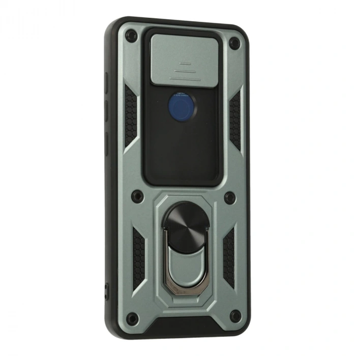 Xiaomi Redmi Note 9 Kılıf Pars Lens Yüzüklü Silikon - Yeşil