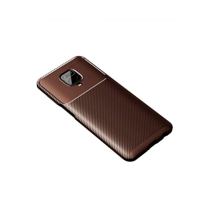 Xiaomi Redmi Note 9 Pro Kılıf Auto Focus Karbon Kapak - Kahverengi