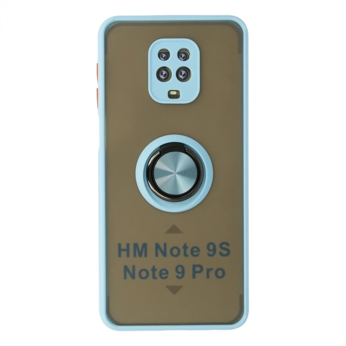 Xiaomi Redmi Note 9 Pro Kılıf Montreal Yüzüklü Silikon Kapak - Buz Mavi