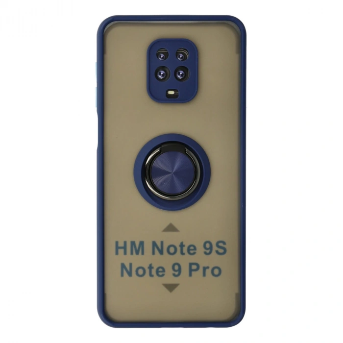 Xiaomi Redmi Note 9 Pro Kılıf Montreal Yüzüklü Silikon Kapak - Lacivert