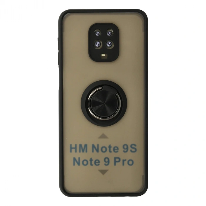 Xiaomi Redmi Note 9 Pro Kılıf Montreal Yüzüklü Silikon Kapak - Siyah