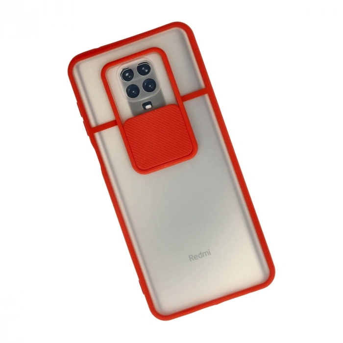 Xiaomi Redmi Note 9 Pro Kılıf Palm Buzlu Kamera Sürgülü Silikon - Kırmızı