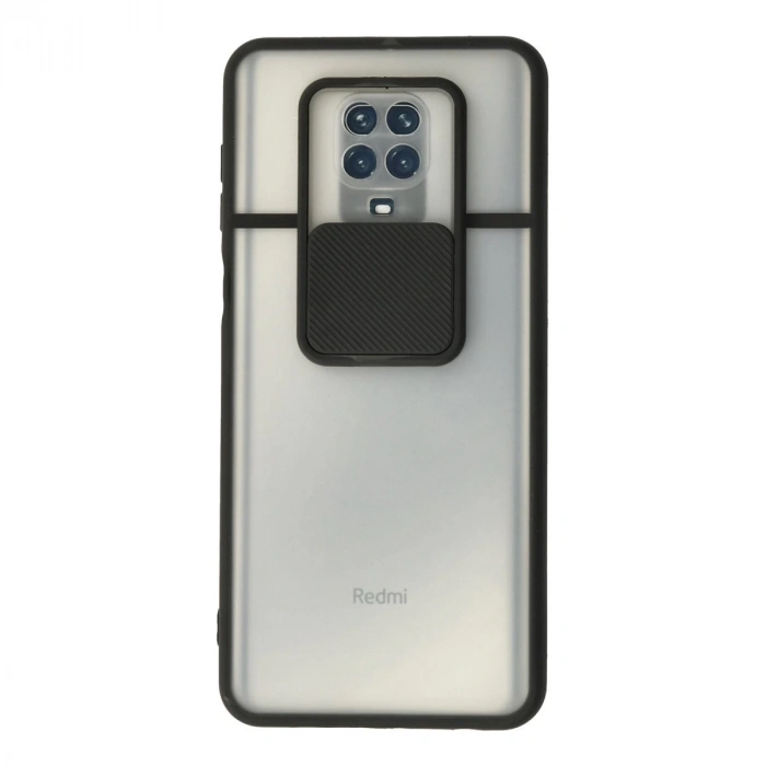 Xiaomi Redmi Note 9 Pro Kılıf Palm Buzlu Kamera Sürgülü Silikon - Siyah