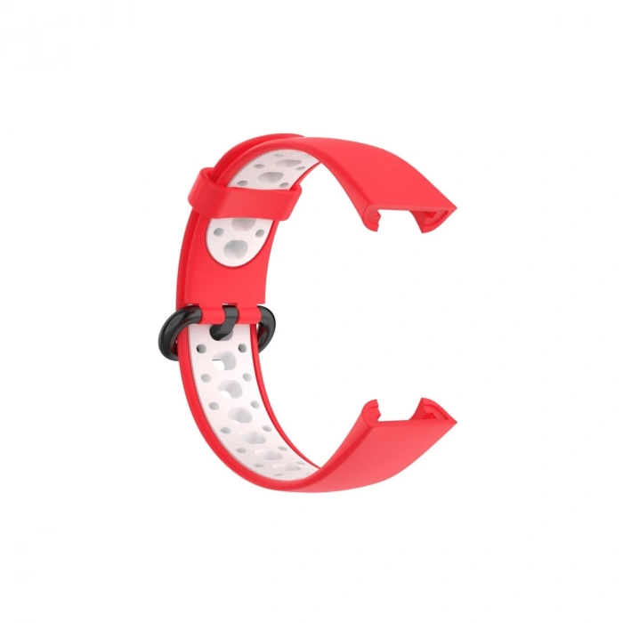 Xiaomi Redmi Watch 2 Spor Delikli Kordon - Kırmızı-beyaz