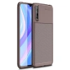 Huawei P Smart S Kılıf Auto Focus Karbon Kapak - Kahverengi