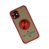 İphone 12 Kılıf Montreal Yüzüklü Silikon Kapak - Kırmızı