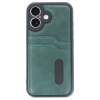 İphone 16 Kılıf Sara Kartvizitli Deri Kılıf - Koyu Yeşil