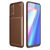 Realme 7 Kılıf Auto Focus Karbon Kapak - Kahverengi