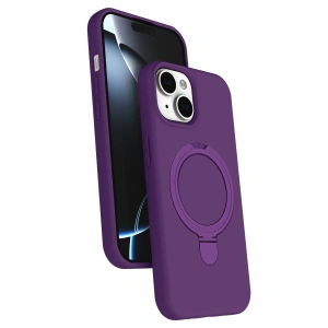 Apple İphone 15 Plus Regal Magsafe Standlı Kapak - Derin Mor