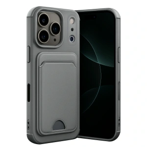 Apple İphone 17 Pro Kelvin Kartvizitli Silikon - Gri