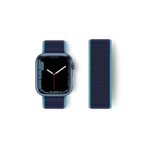 Apple Watch 38mm Hasırlı Cırtcırtlı Kordon - Mavi-lacivert