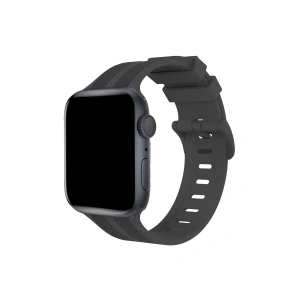 Apple Watch 38mm Kr408 Çizgili Silikon Kordon - Koyu Gri