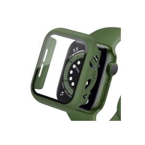 Apple Watch 45mm Camlı Kasa Ekran Koruyucu - Koyu Yeşil