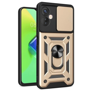 İnfinix Hot 30 4g Kılıf Pars Lens Yüzüklü Silikon - Gold