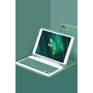 İpad Pro 11 (2024) Kılıf Kc01 Smart Klavyeli Tablet Kılıfı - Koyu Yeşil