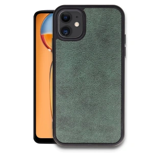 İphone 11 Kılıf Aras Deri Kapak - Koyu Yeşil