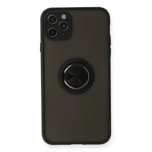 İphone 11 Pro Kılıf Montreal Yüzüklü Silikon Kapak - Siyah