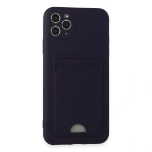 İphone 11 Pro Max Kılıf Kelvin Kartvizitli Silikon - Derin Mor