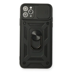 İphone 11 Pro Max Kılıf Pars Lens Yüzüklü Silikon - Siyah