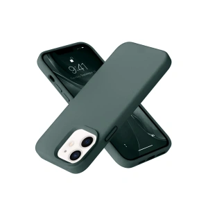 İphone 12 Kılıf Nano İçi Kadife Silikon - Koyu Yeşil