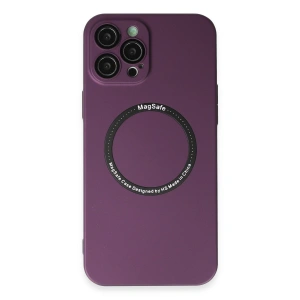 İphone 12 Pro Kılıf Jack Magneticsafe Lens Silikon - Mürdüm