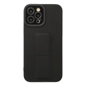 İphone 12 Pro Max Kılıf Mega Standlı Silikon - Siyah