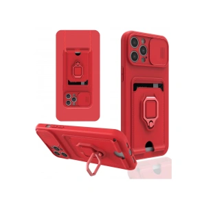 İphone 12 Pro Max Kılıf Zuma Kartvizitli Yüzüklü Silikon - Kırmızı