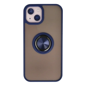 İphone 13 Kılıf Montreal Yüzüklü Silikon Kapak - Lacivert