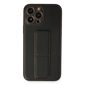 İphone 13 Pro Kılıf Coco Deri Standlı Kapak - Siyah