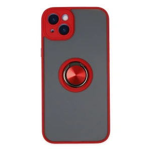 İphone 14 Kılıf Montreal Yüzüklü Silikon Kapak - Kırmızı