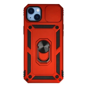 İphone 14 Plus Kılıf Pars Lens Yüzüklü Silikon - Kırmızı