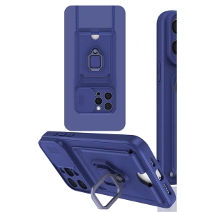 İphone 15 Pro Max Kılıf Zuma Kartvizitli Yüzüklü Silikon - Lacivert