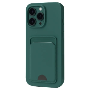 İphone 16 Plus Kılıf Kelvin Kartvizitli Silikon - Koyu Yeşil