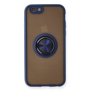 İphone 6 Kılıf Montreal Yüzüklü Silikon Kapak - Lacivert
