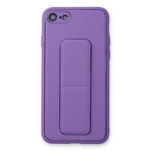 İphone 7 Kılıf Coco Deri Standlı Kapak - Koyu Lila