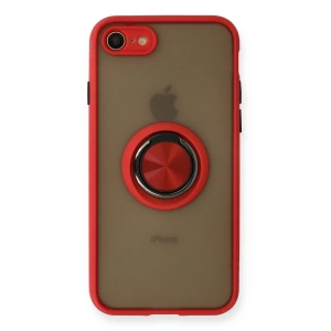 İphone 7 Kılıf Montreal Yüzüklü Silikon Kapak - Kırmızı