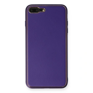 İphone 7 Plus Kılıf Coco Deri Silikon Kapak - Mor