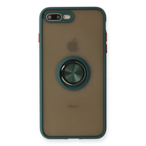 İphone 7 Plus Kılıf Montreal Yüzüklü Silikon Kapak - Yeşil