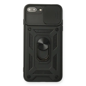 İphone 7 Plus Kılıf Pars Lens Yüzüklü Silikon - Siyah