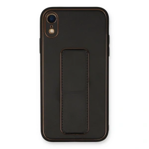 İphone Xr Kılıf Coco Deri Standlı Kapak - Siyah