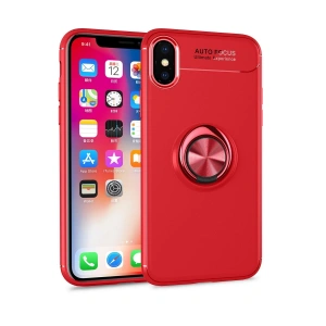 İphone Xs Kılıf Range Yüzüklü Silikon - Kırmızı