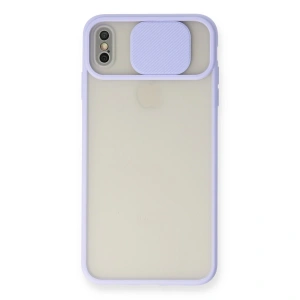 İphone Xs Max Kılıf Palm Buzlu Kamera Sürgülü Silikon - Lila