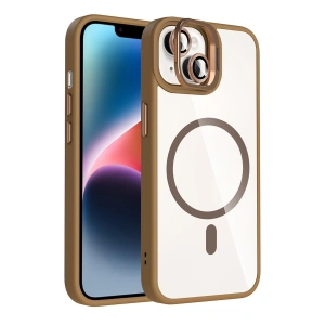 Joko Apple İphone 14 Remim Lensli Magsafe Standlı Kapak - Kahverengi