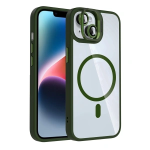 Joko Apple İphone 14 Remim Lensli Magsafe Standlı Kapak - Koyu Yeşil