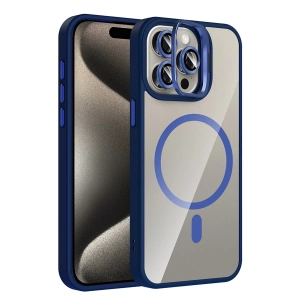 Joko Apple İphone 15 Pro Max Remim Lensli Magsafe Standlı Kapak - Lacivert