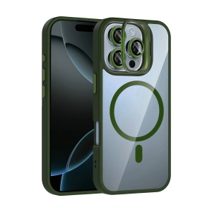 Joko Apple İphone 16 Pro Max Remim Lensli Magsafe Standlı Kapak - Koyu Yeşil