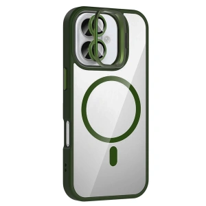 Joko Apple İphone 16 Remim Lensli Magsafe Standlı Kapak - Koyu Yeşil